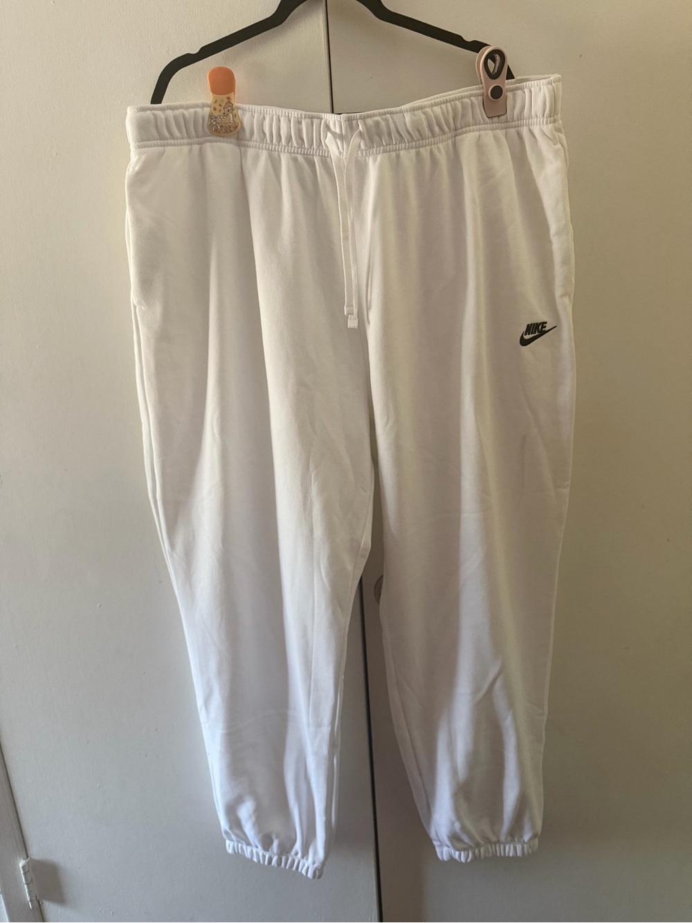 Nike White Jogger Track Pants with Black Swoosh